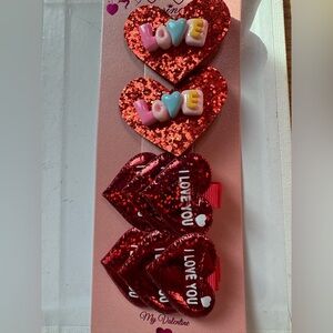 New 4pk Princess Accessories Valentine’s Day hair clips